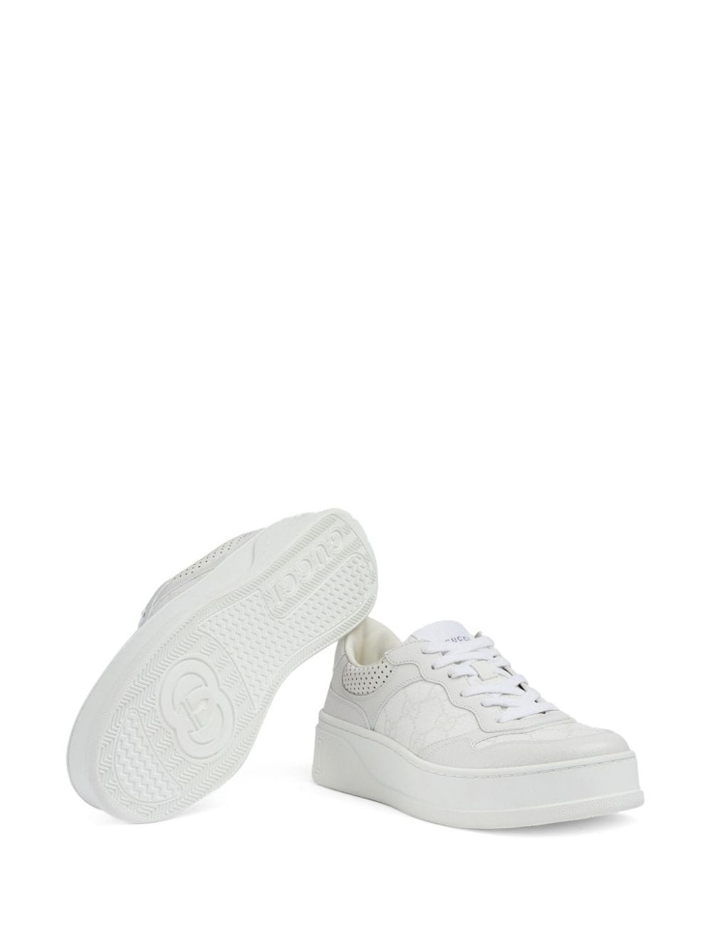 GG-jacquard leather sneakers - 5