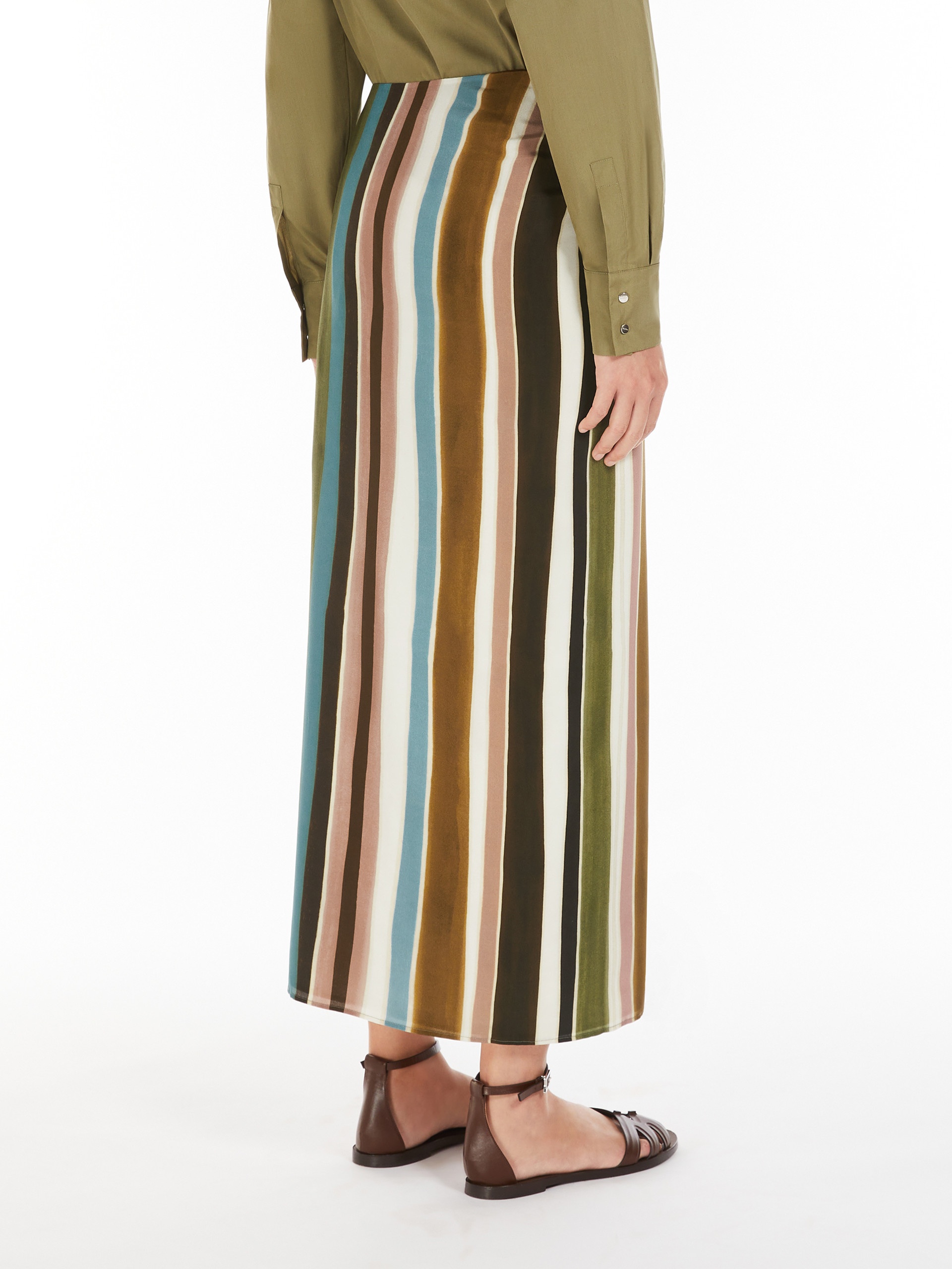 LAUTO Patterned crepe de chine pareo skirt - 4
