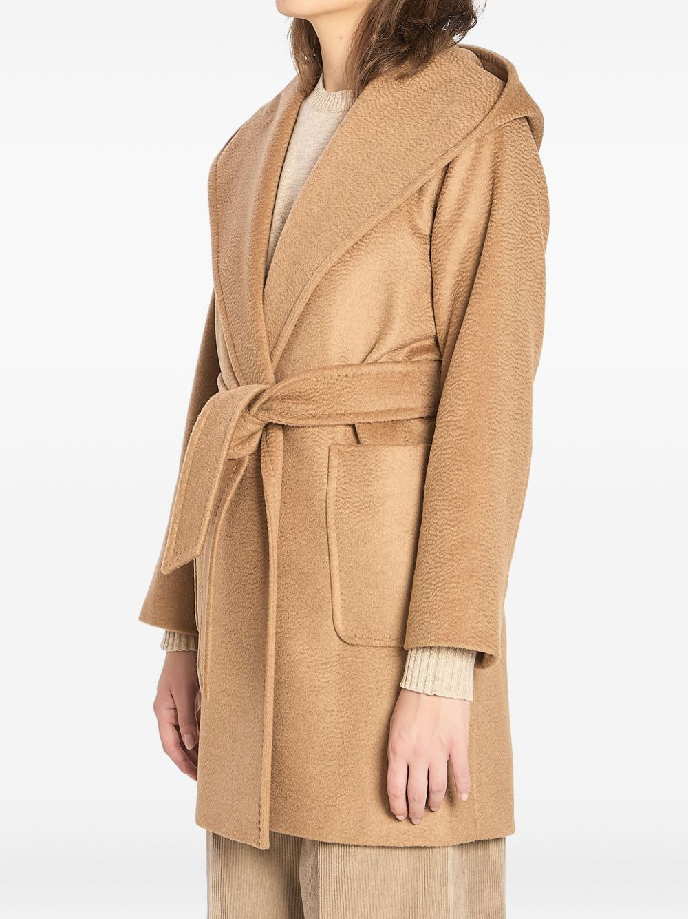 hooded belted coat - 2