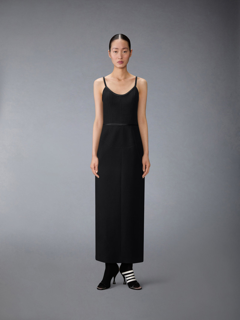 Thom Browne WHIPCORD SATIN TIPPED CORSET DRESS outlook