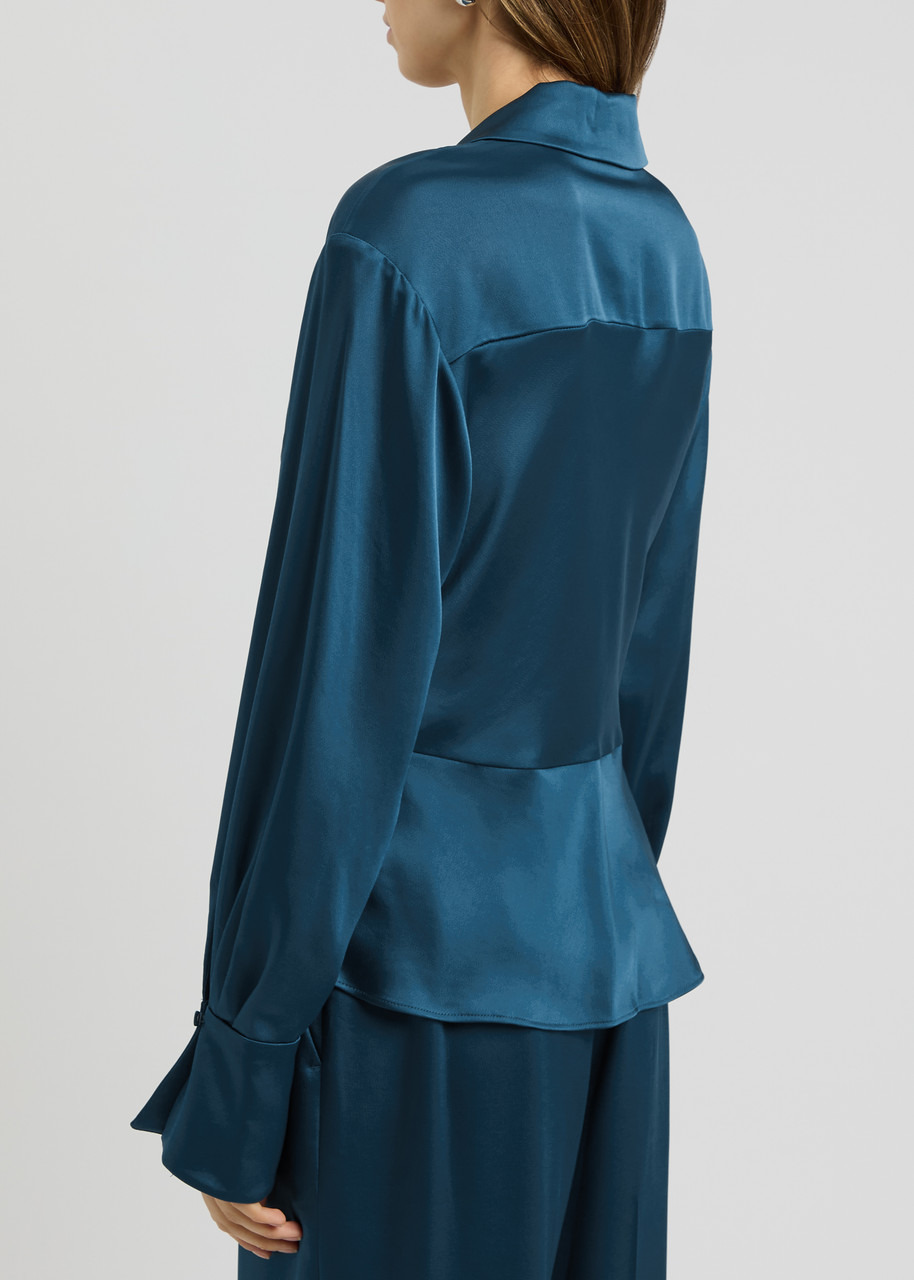 Simkhai Valya Wrap-effect Satin Blouse - 3