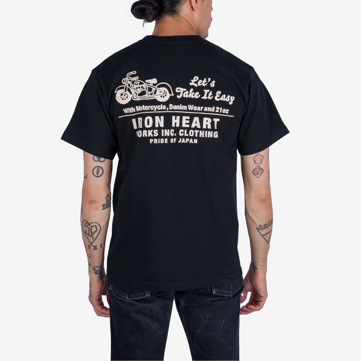 IHT-2404-BLK 7.5oz Printed Loopwheel Crew Neck T-Shirt - Black - 2