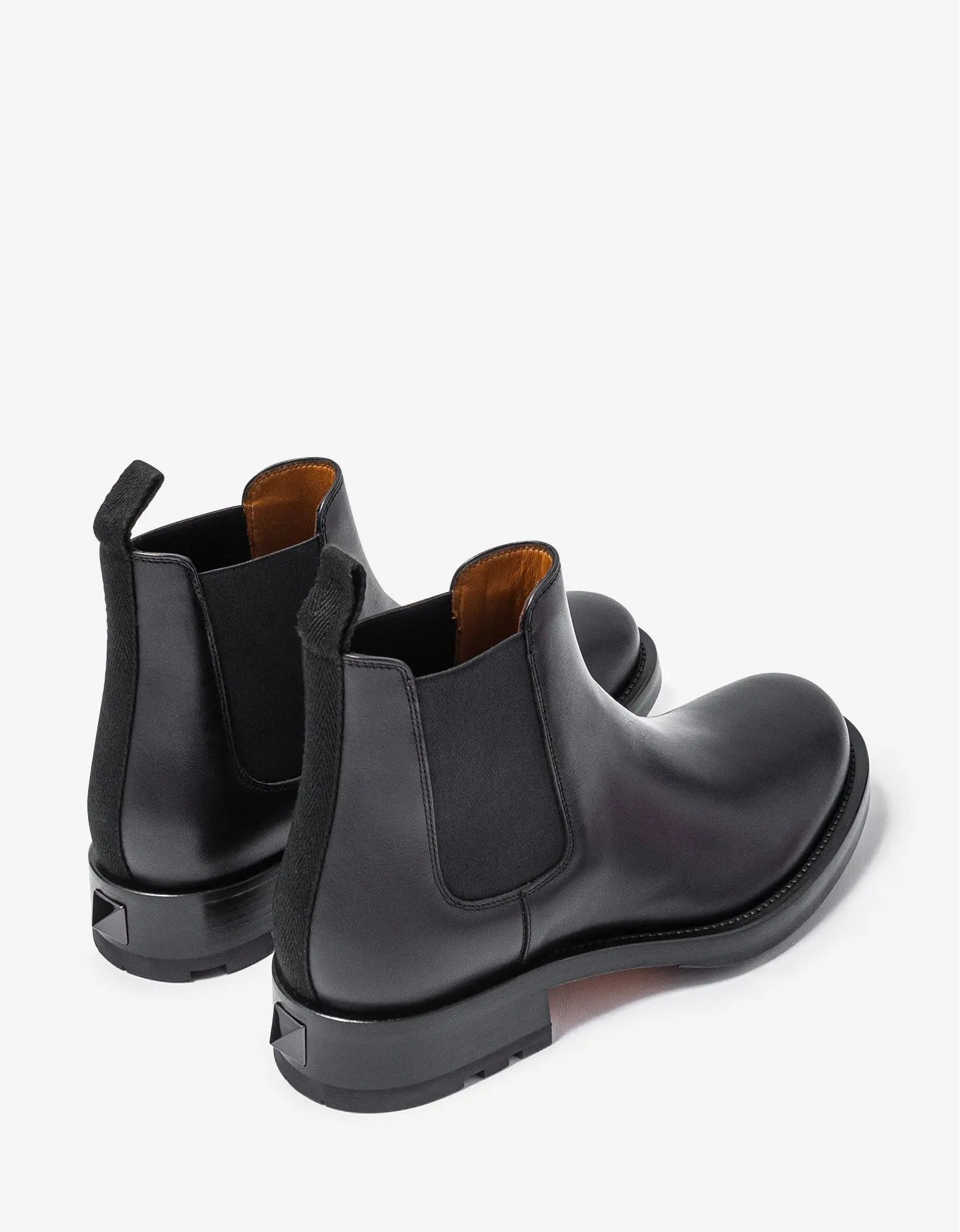 Valentino Black Roman Stud Leather Ankle Boots - 7