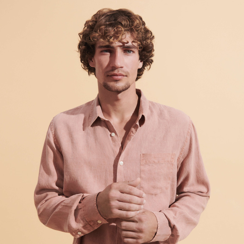 Men Linen Shirt Solid 6