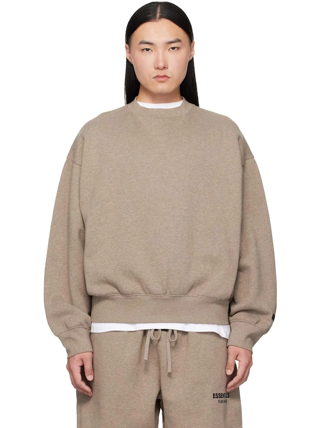 Beige Classic Crewneck Sweatshirt - 1