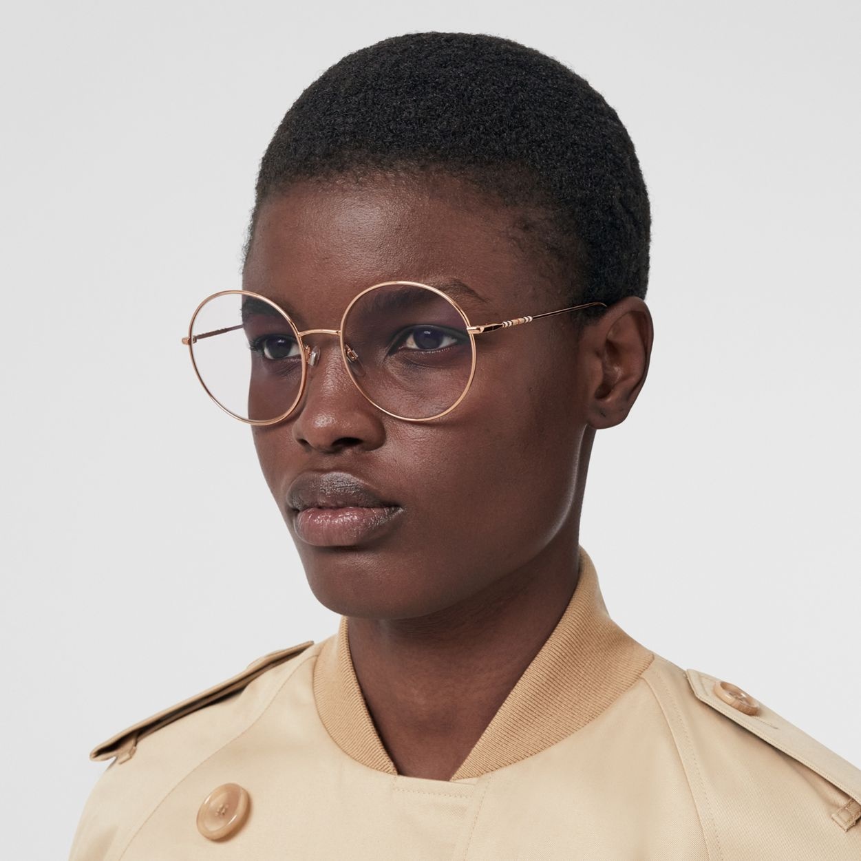 Icon Stripe Detail Round Frame Blue Light Glasses - 6