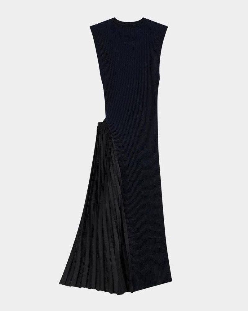 Pleated-Inset Rib Knit Midi Dress 7