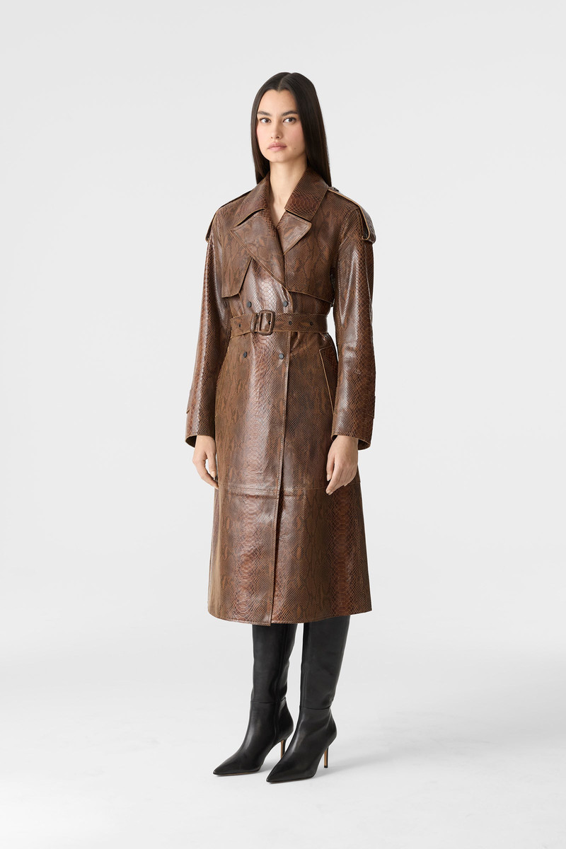 MACKAGE CARMELA-SNK Snake Pattern Leather Trench with Belt outlook