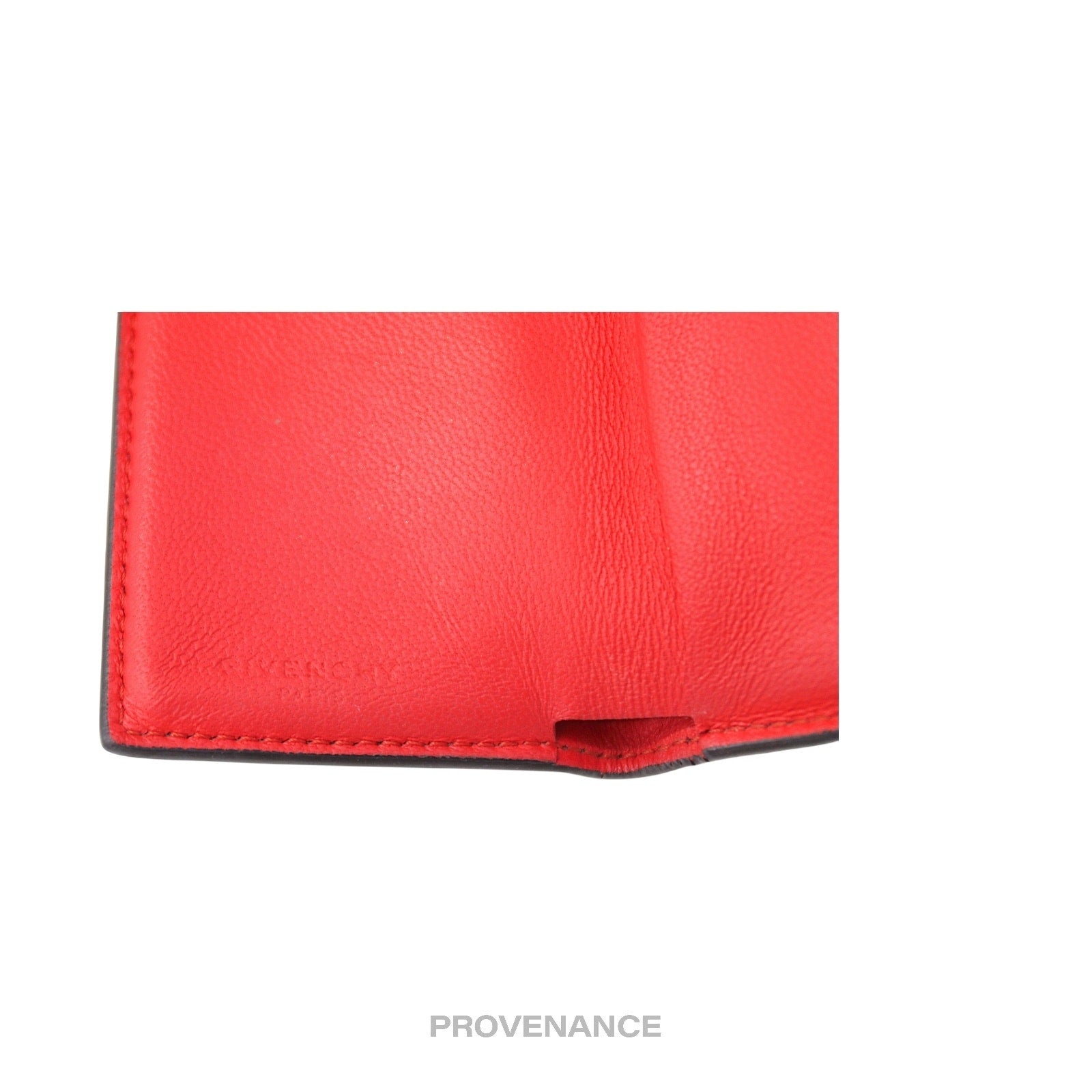 Givenchy Two Tone Trifold Wallet - Burgundy Red Leather - 9