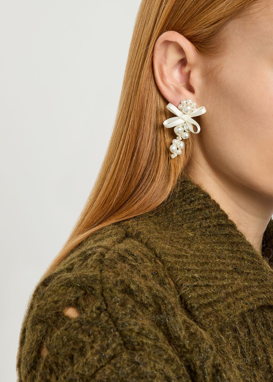 Simone Rocha Petite Bow Faux Pearl-embellished Earrings - 2
