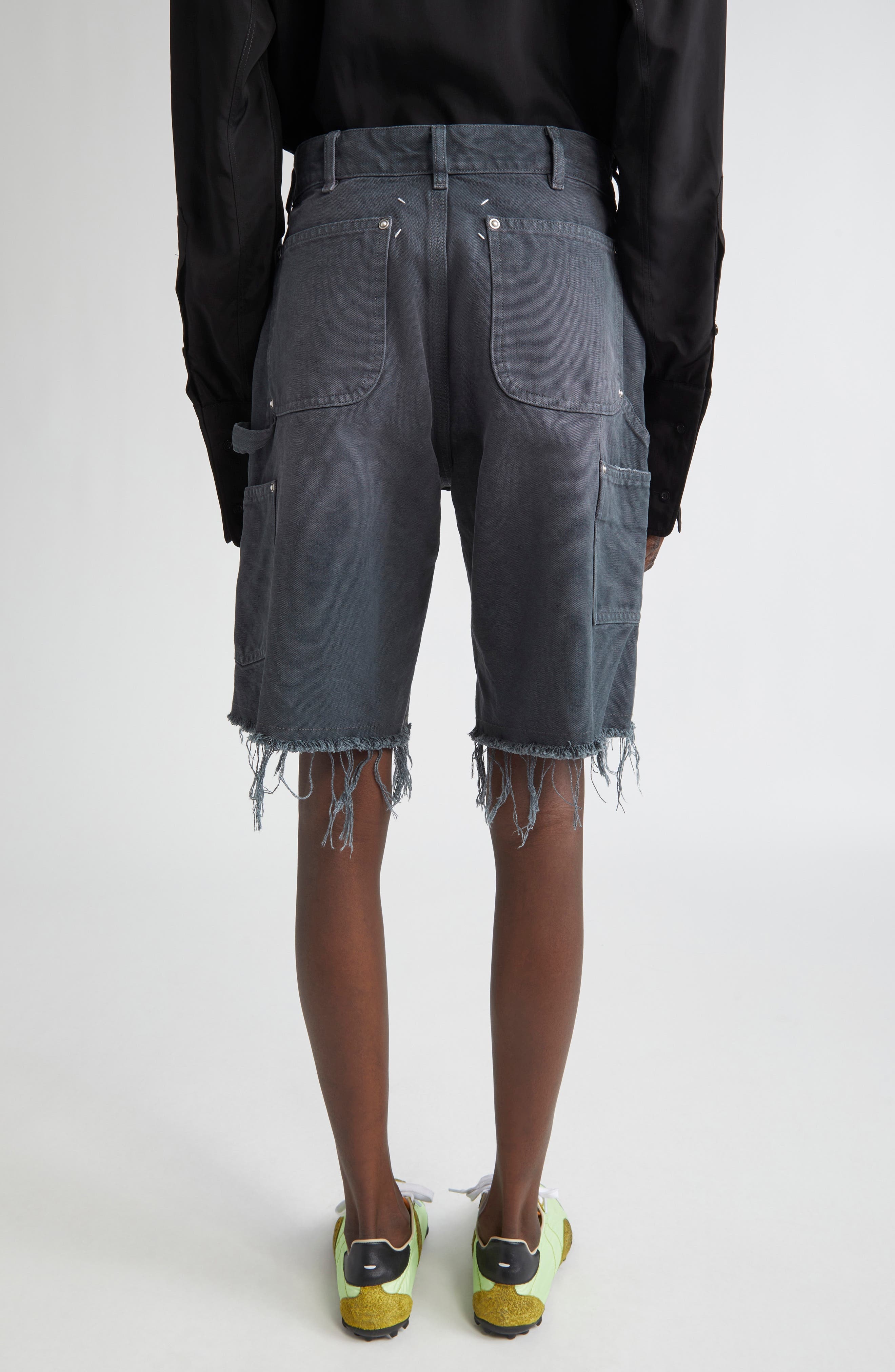 Maison Margiela Studded Denim Cutoff Carpenter Shorts in Grey at Nordstrom - 3