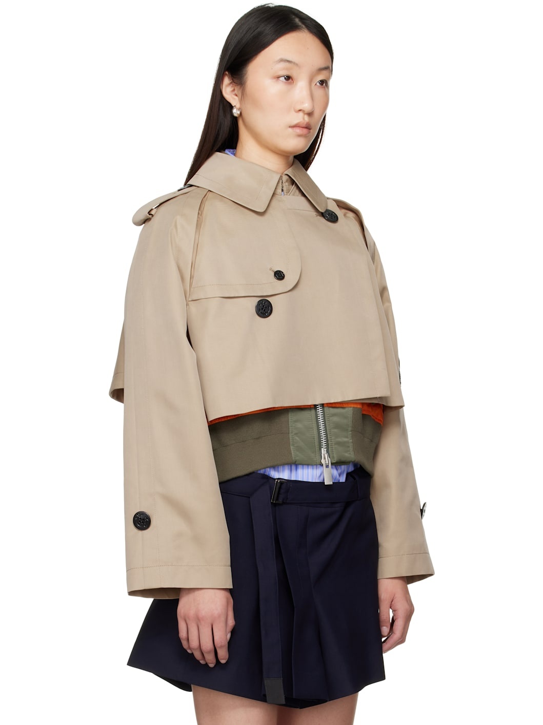 Beige Cotton Gabardine x Nylon Twill Jacket - 2