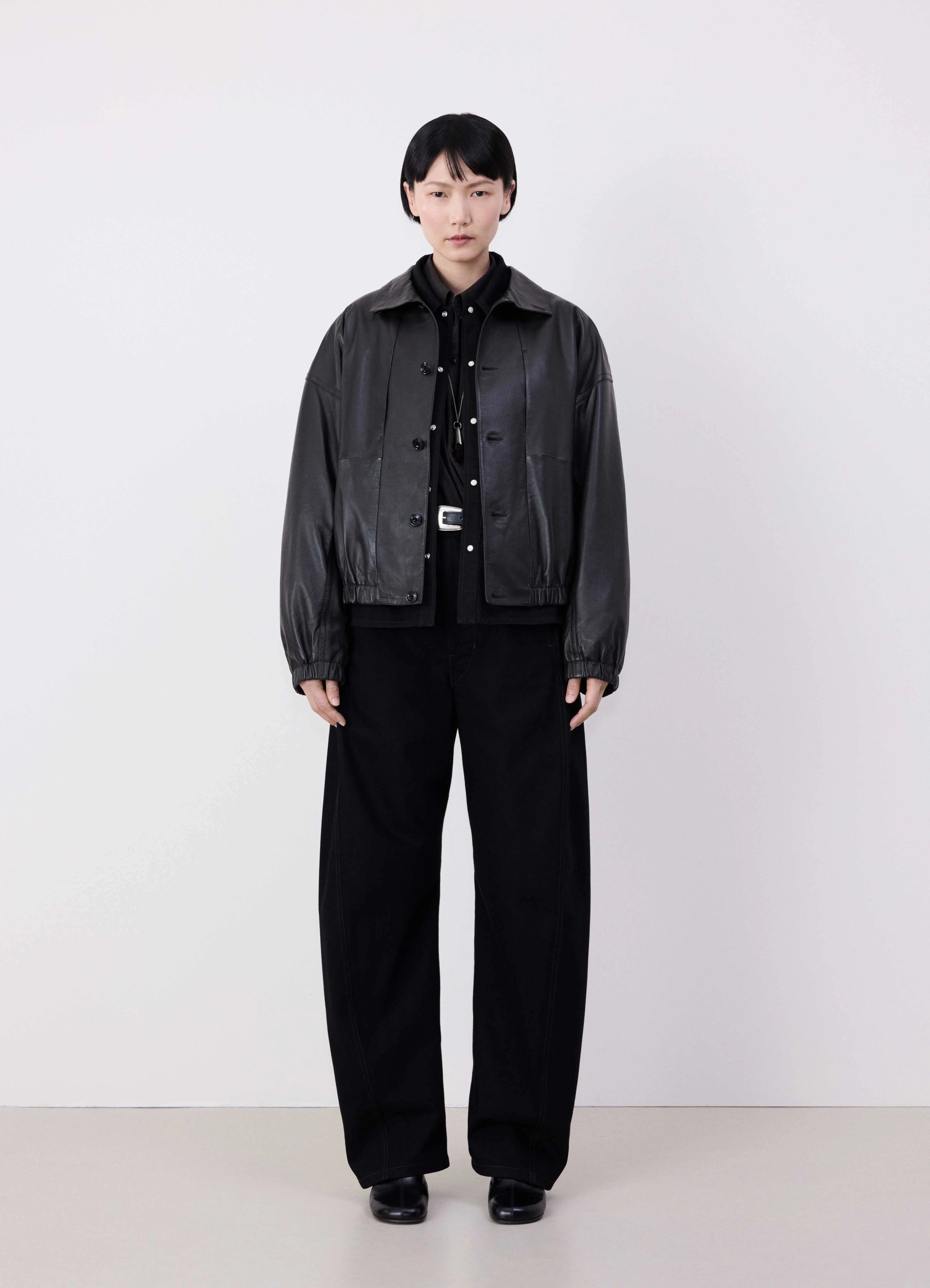 STAND COLLAR LEATHER BLOUSON - 3