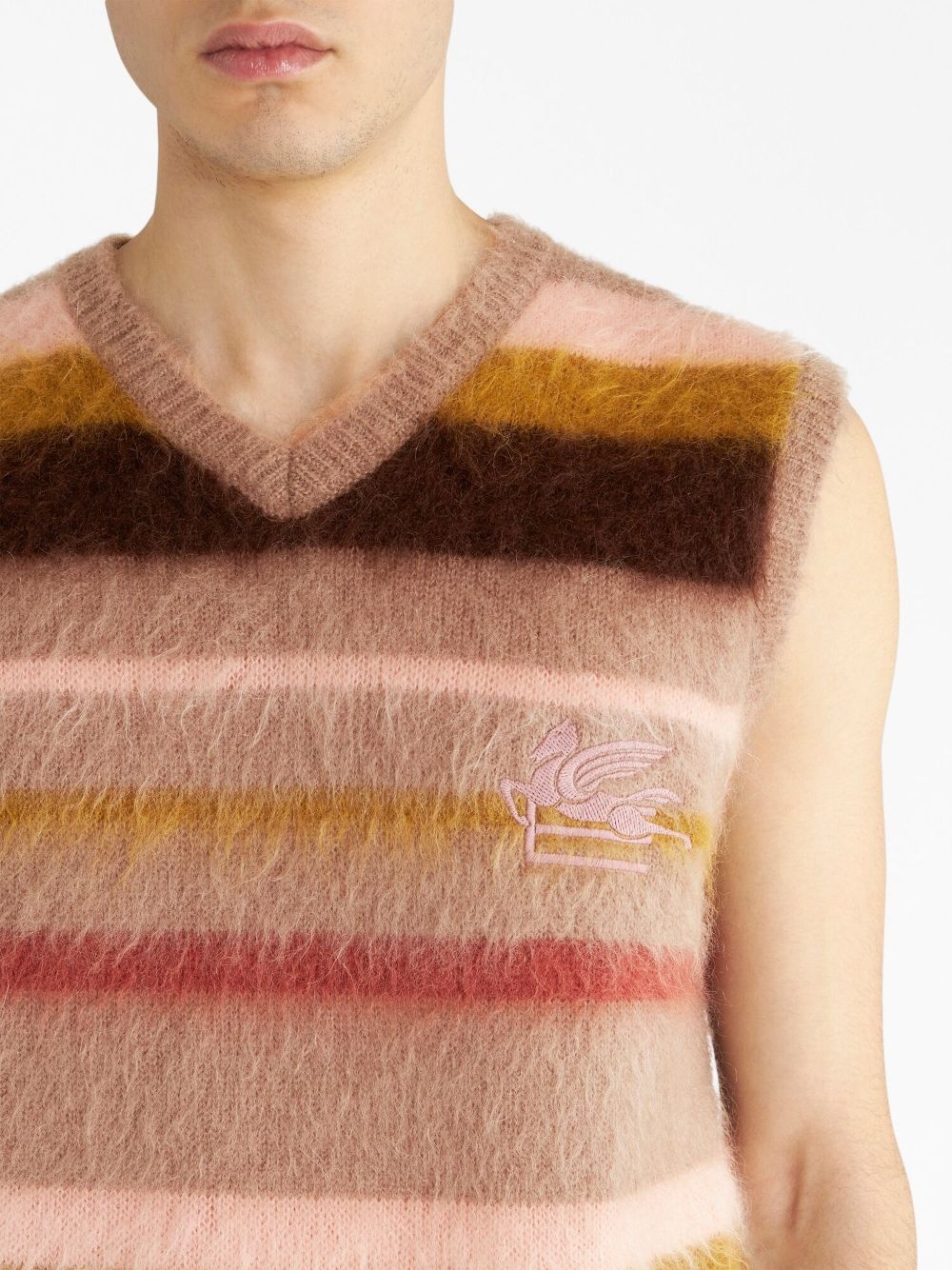 logo-embroidered mohair-blend sleeveless jumper - 4