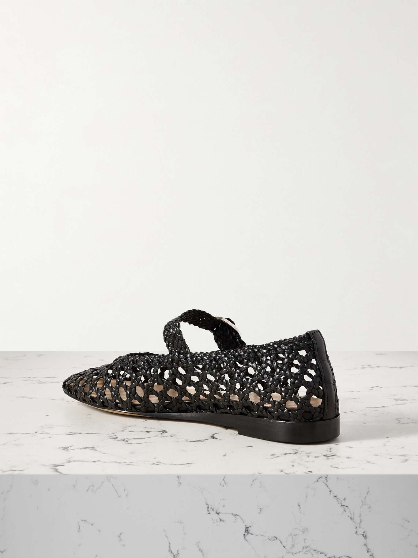 Woven leather Mary Jane ballet flats - 3