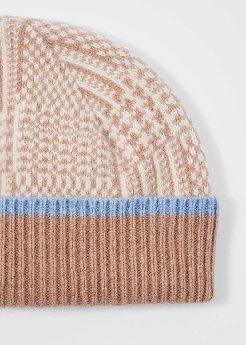 Paul Smith Women's Beige and Camel Check Beanie Hat outlook