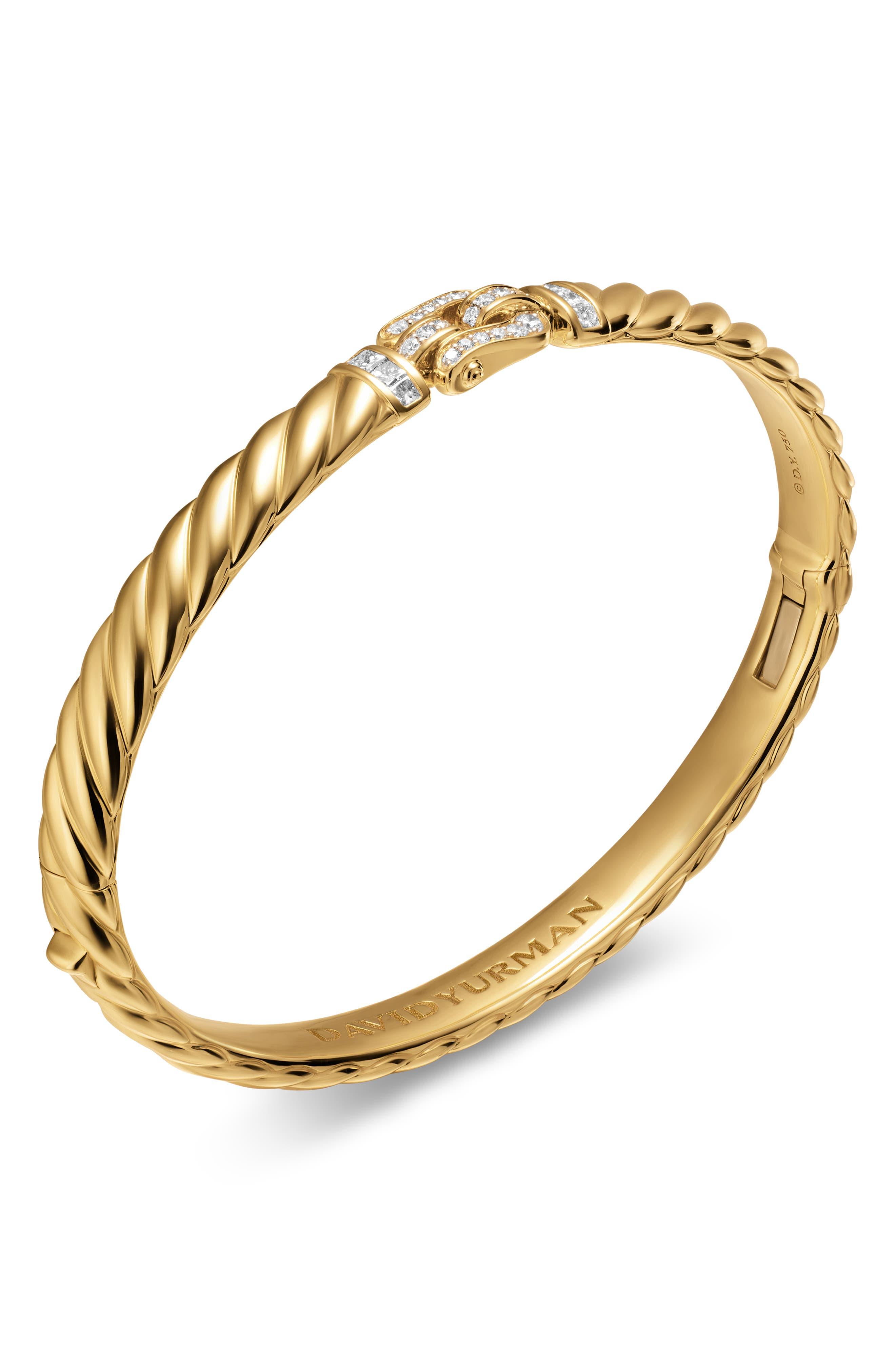 David Yurman Sculpted Cable Buckle Bracelet in 18K Yellow Gold with Diamonds, 6mm at Nordstrom - 4