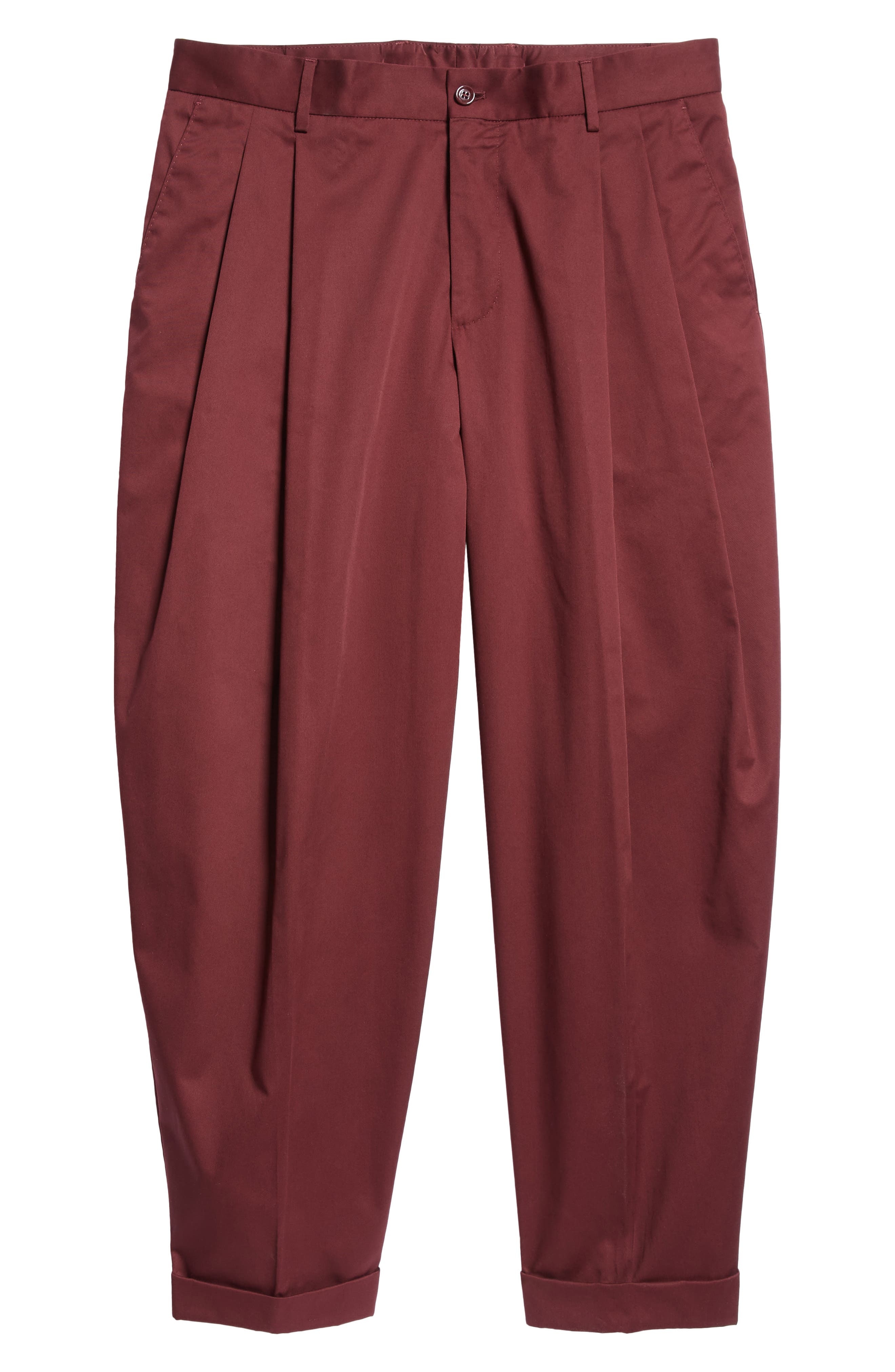 Dolce&Gabbana Double Pleat Crop Stretch Cotton Pants in Dark Violet at Nordstrom - 6