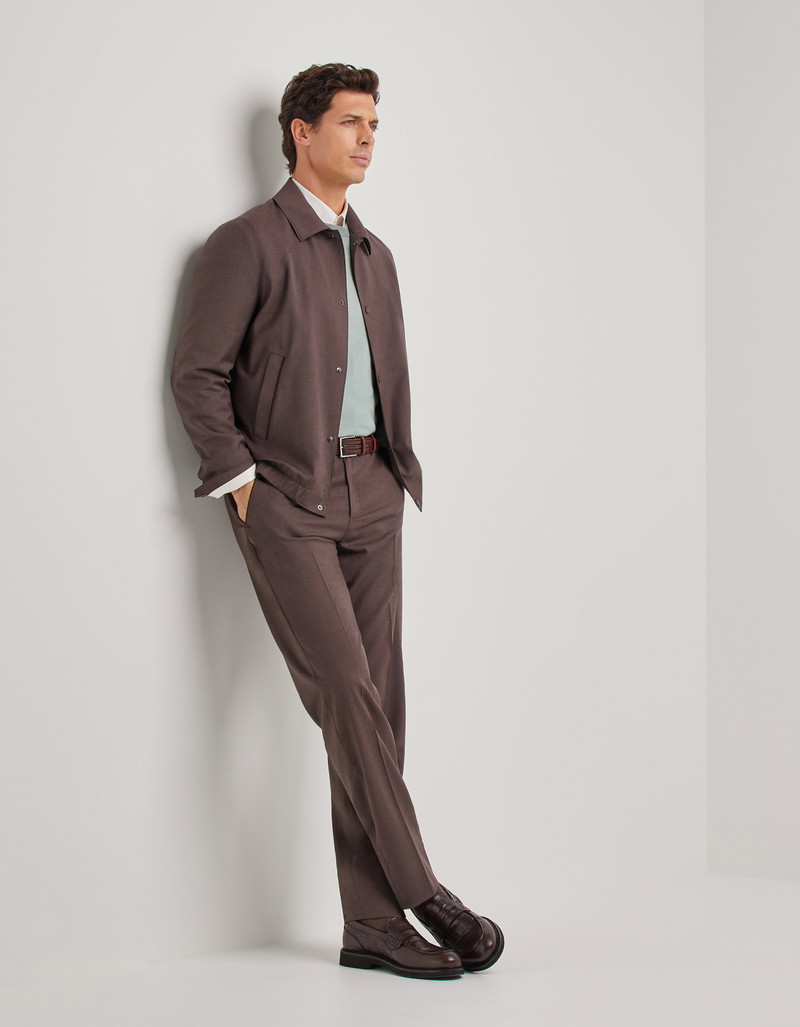 Canali BROWN IMPECCABILE WOOL BLOUSON JACKET outlook