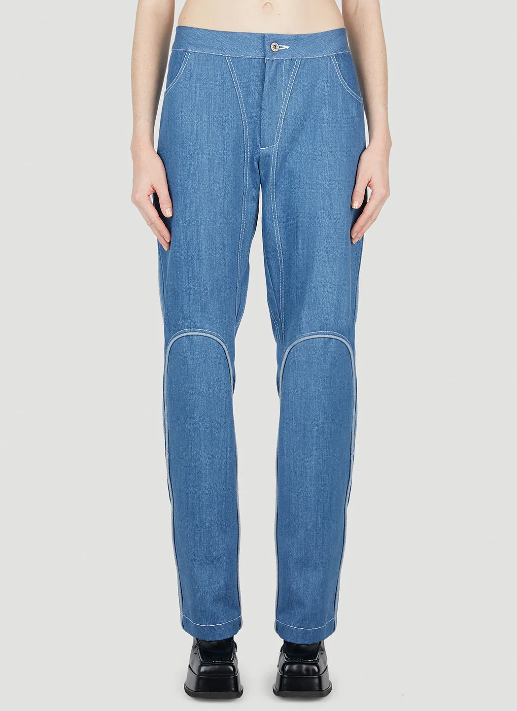 Contrast Piping Jeans - 1