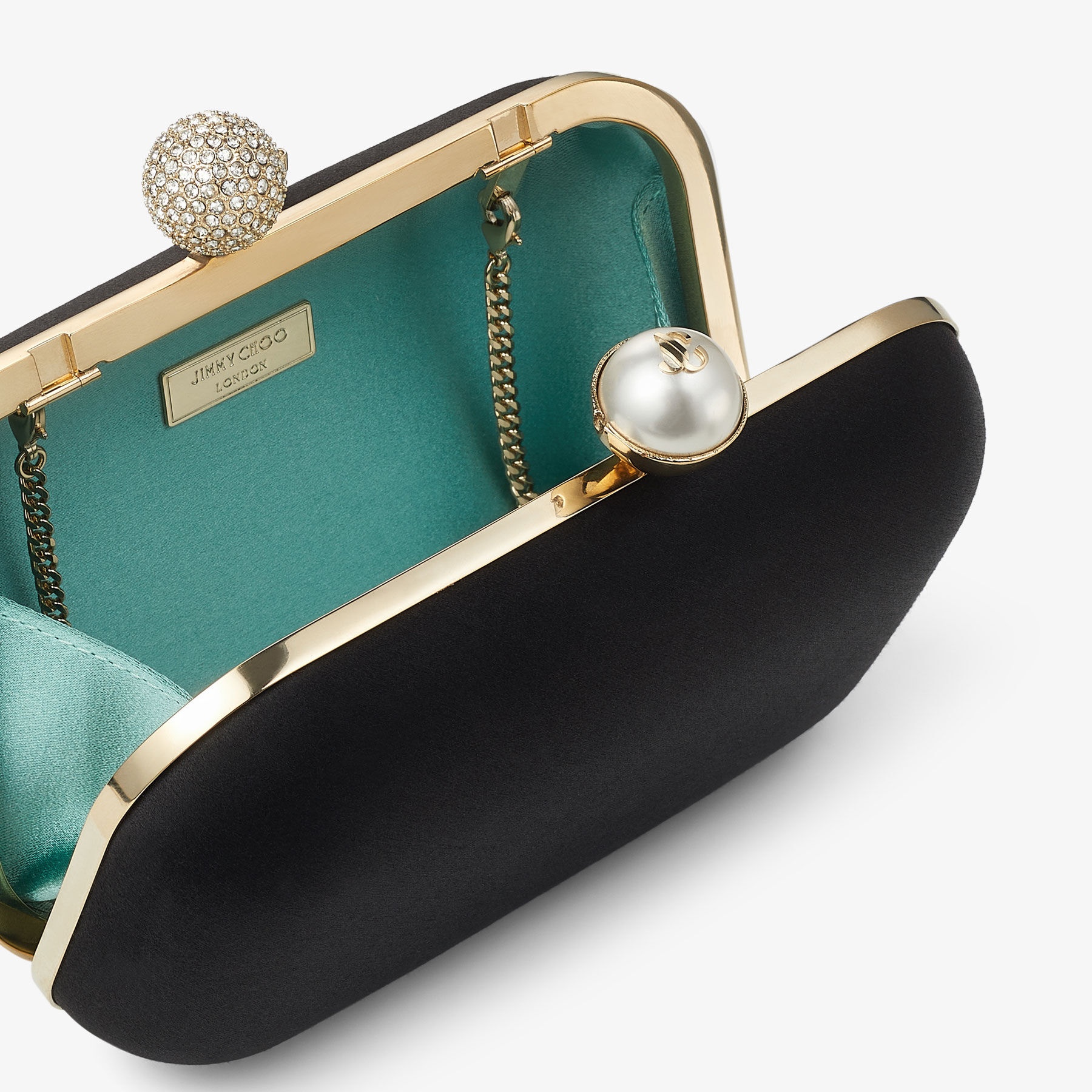 JIMMY CHOO■Satin Crystal Clutch Bag■クラッチバッグ Cloud | Gold Mix Satin Crystal Clutch | JIMMY CHOO