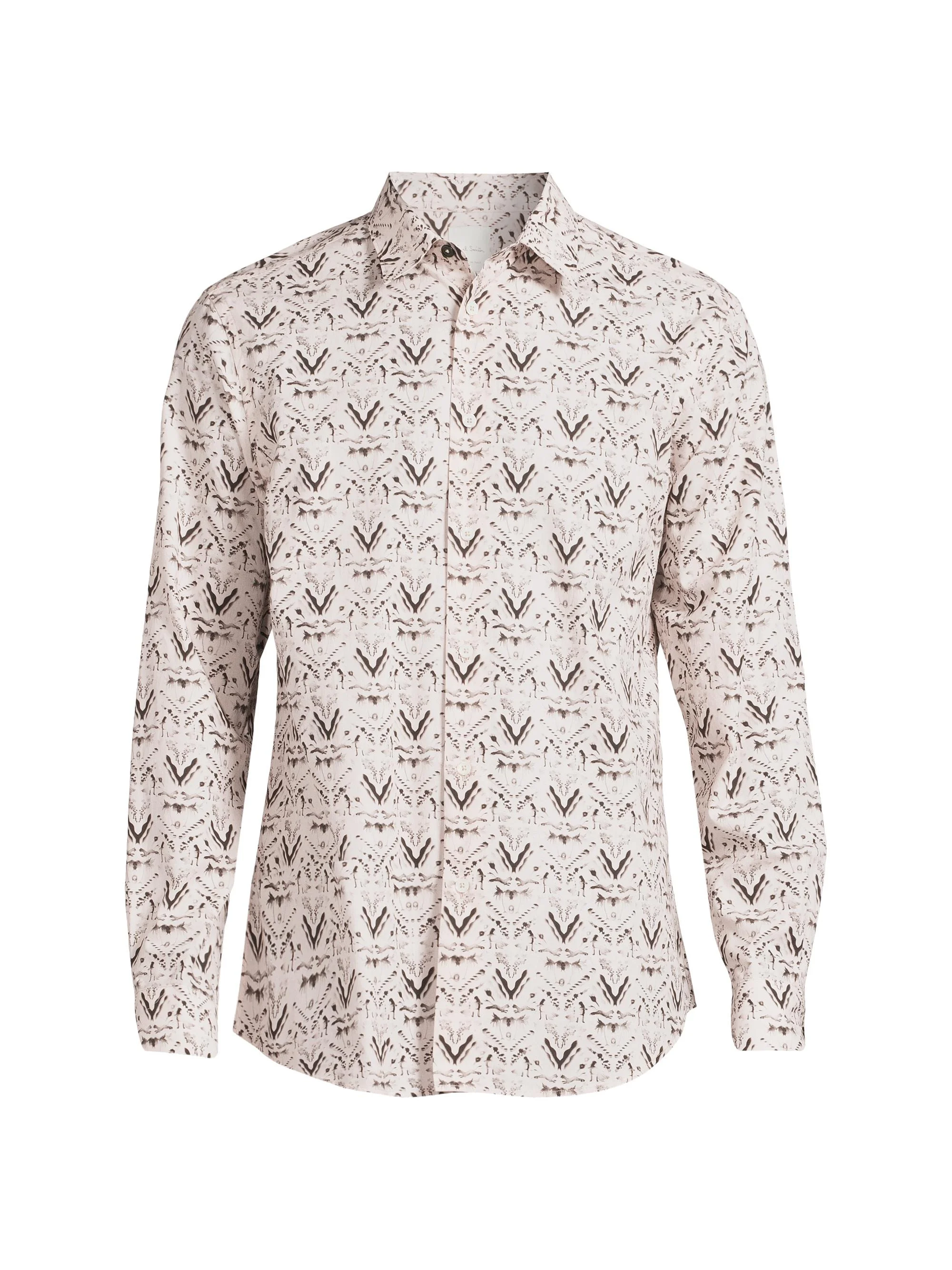 Men's Printed Regular Fit Shirt - Beige - 1