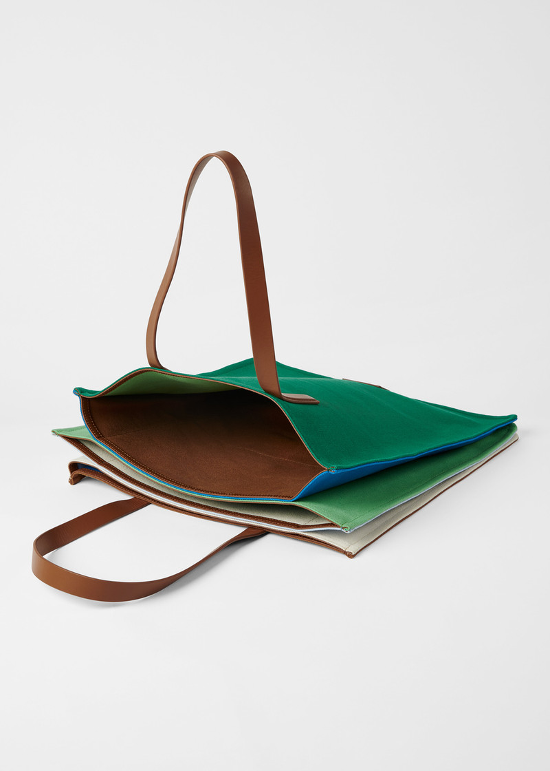 Green Cotton Concertina Tote Bag 3