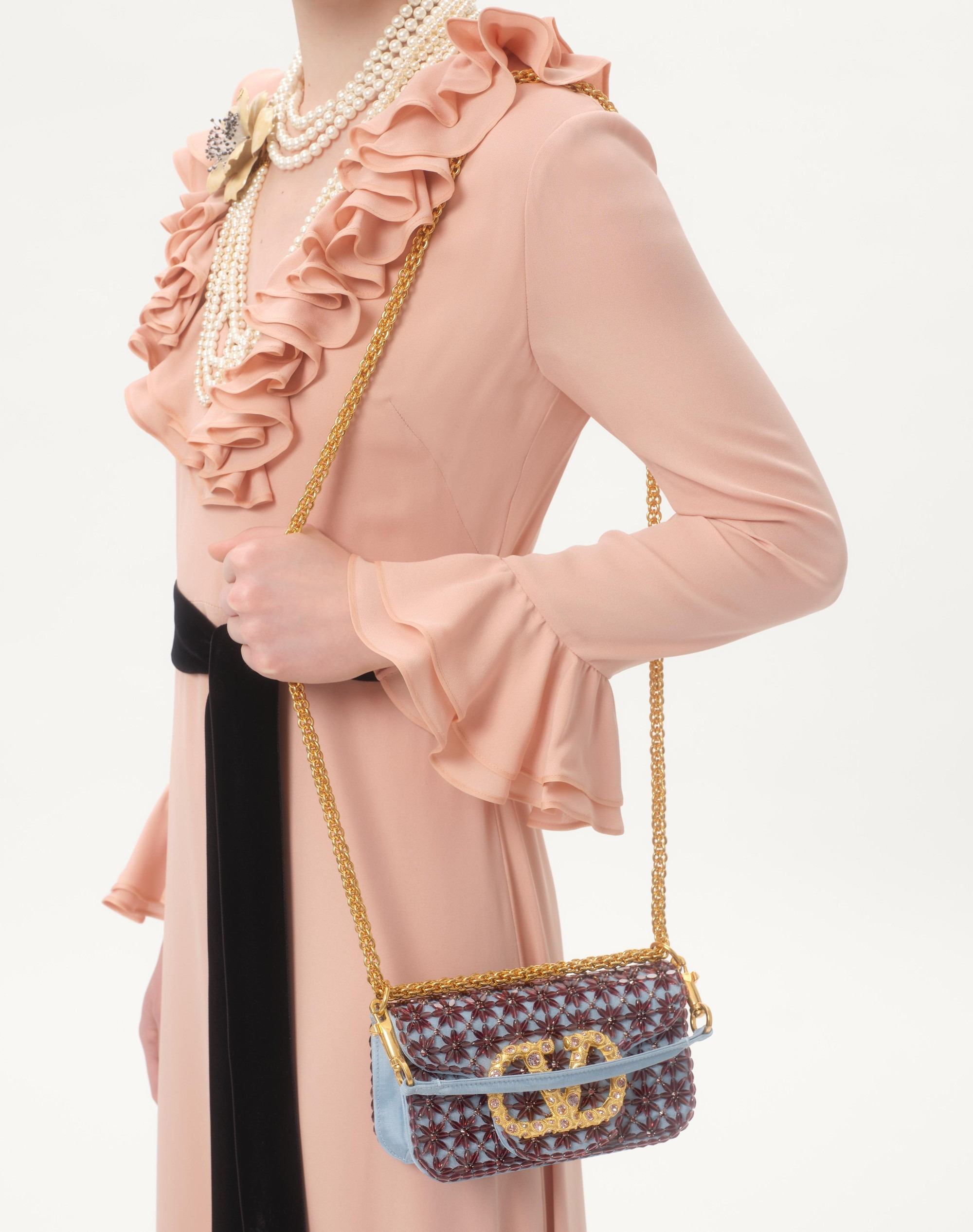 VALENTINO GARAVANI LOCÒ SMALL SHOULDER BAG EMBROIDERED WITH JEWEL LOGO - 7