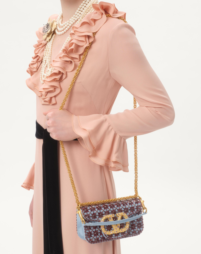 VALENTINO GARAVANI LOCÒ SMALL SHOULDER BAG EMBROIDERED WITH JEWEL LOGO 7