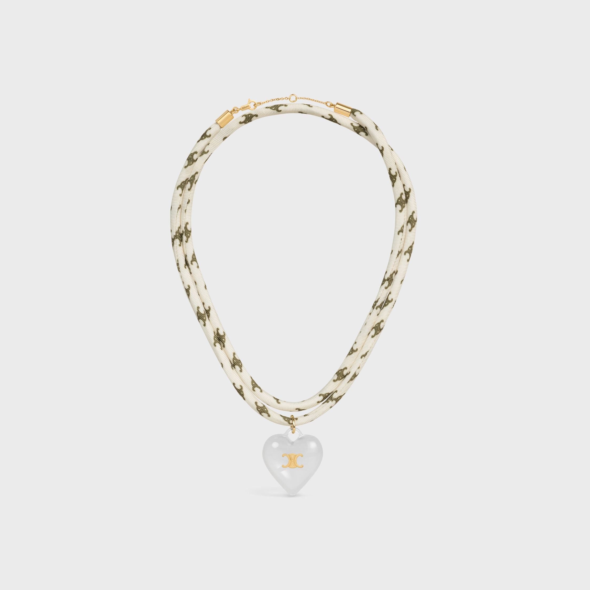 Celine Cœur Triomphe Necklace in Silk, Resin and Brass with Gold Finish - 1