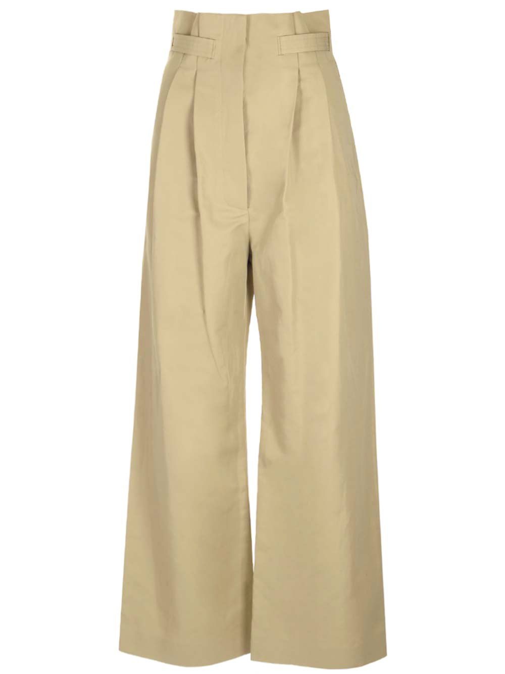 Linen Wide Leg Trousers Beige - 1