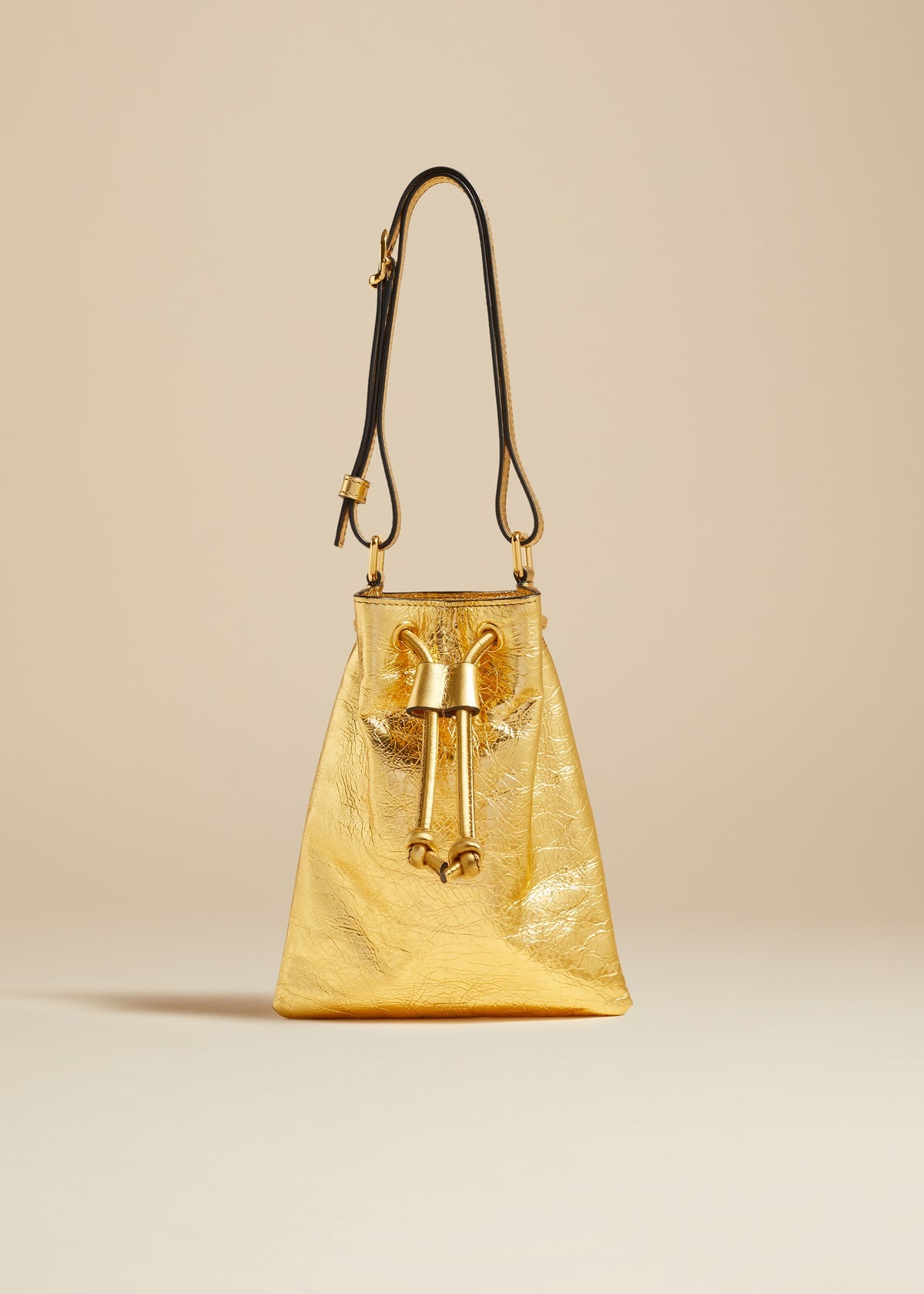 The Small Greta Bag in Gold Metallic Leather - 1