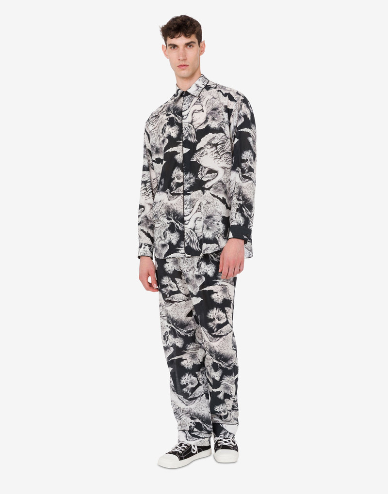 LIGHTWEIGHT COTTON POPLIN PANTS WITH GOOSE PRINT 1