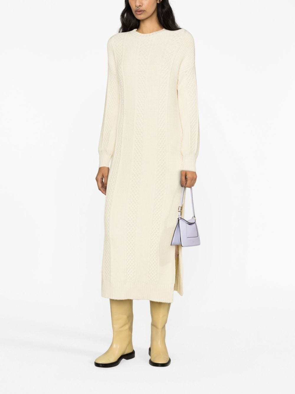 cable-knit crew neck dress - 2