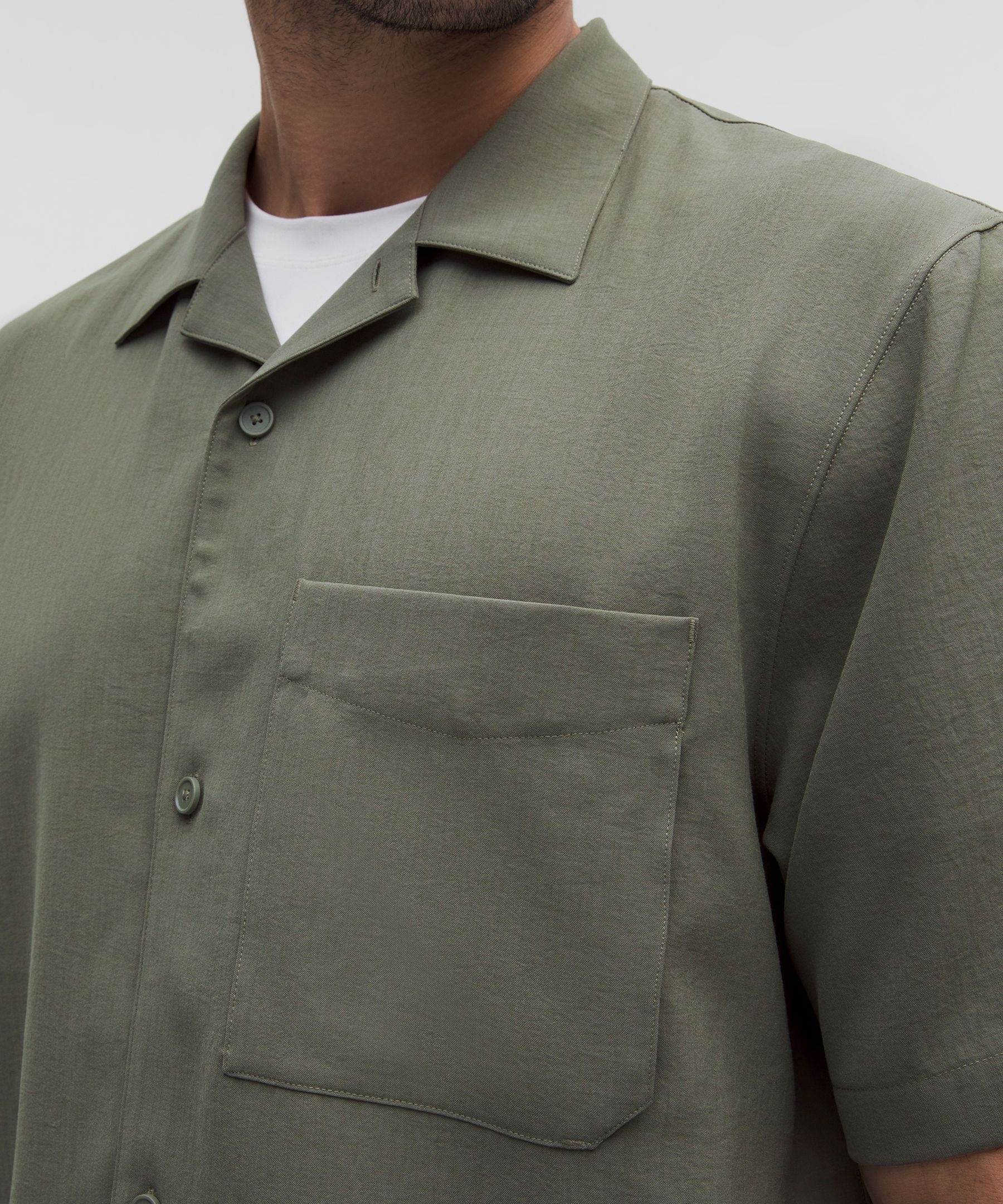 Lightweight Camp Collar Button-Up Shirt *Pocket - 6