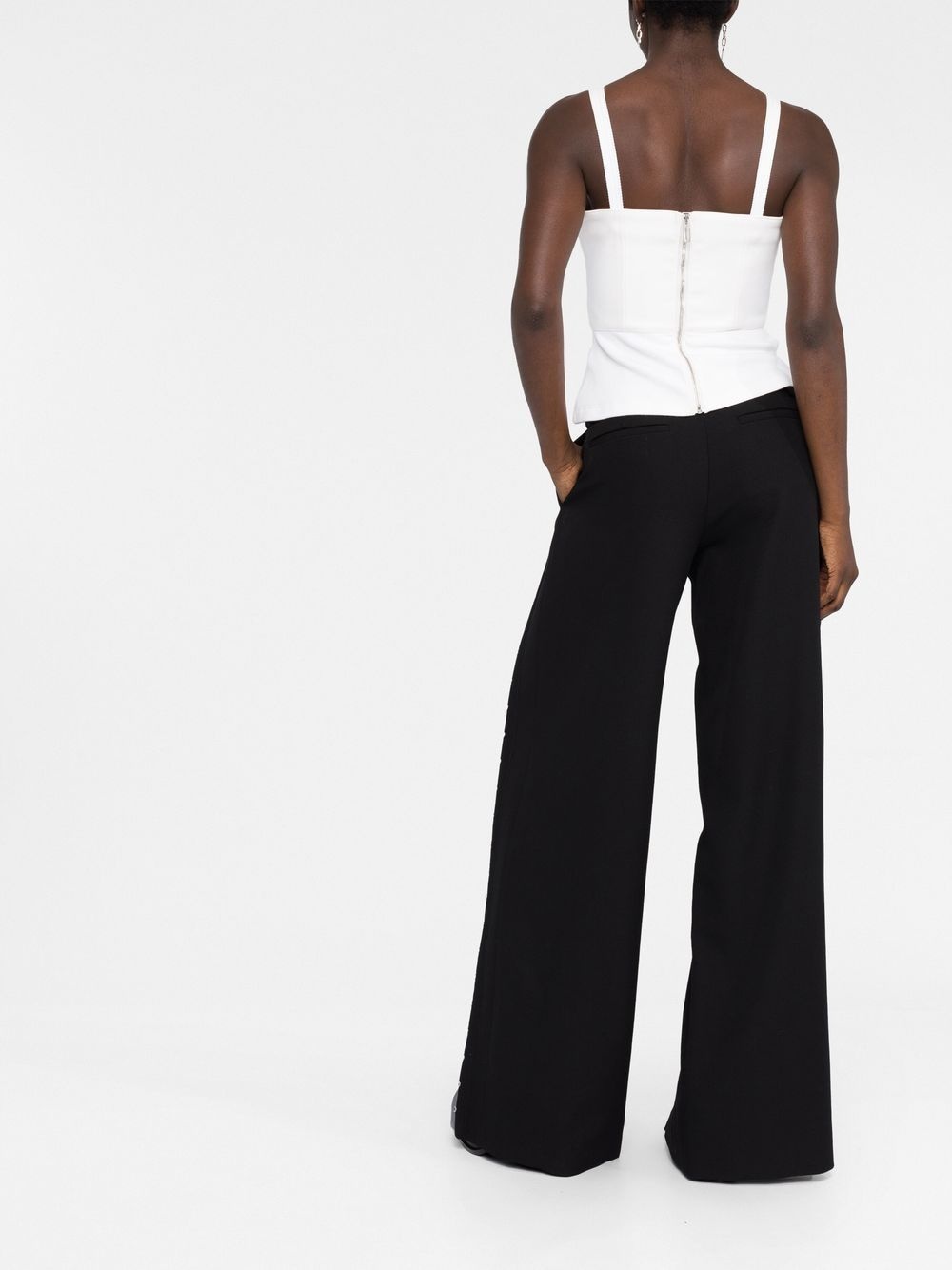 hook-detailed wide leg trousers - 6