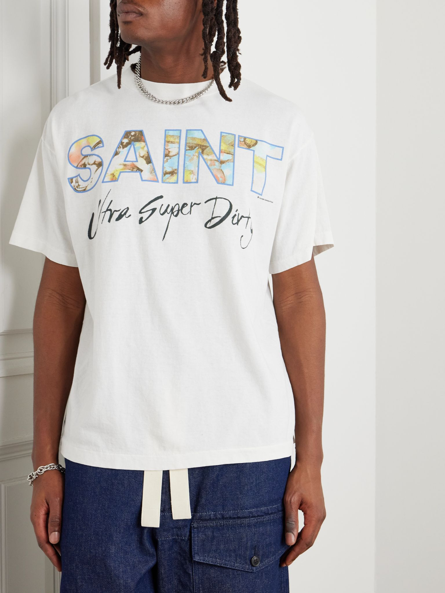 Printed Cotton-Jersey T-Shirt White - 3
