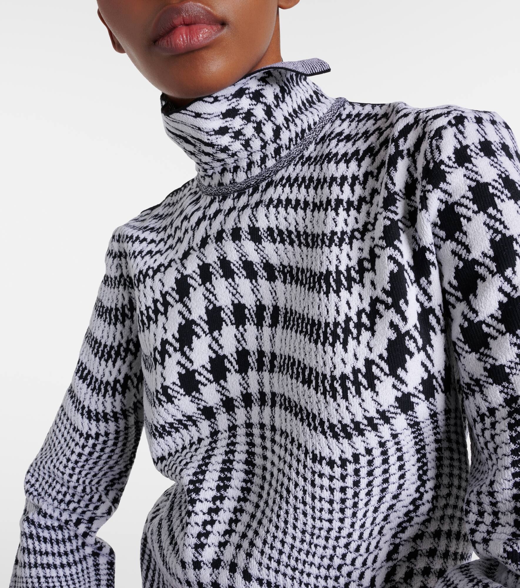 Houndstooth wool-blend turtleneck sweater - 4