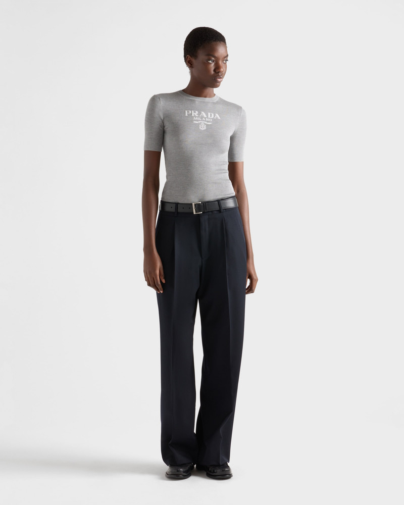 Prada Silk crew-neck sweater with logo outlook