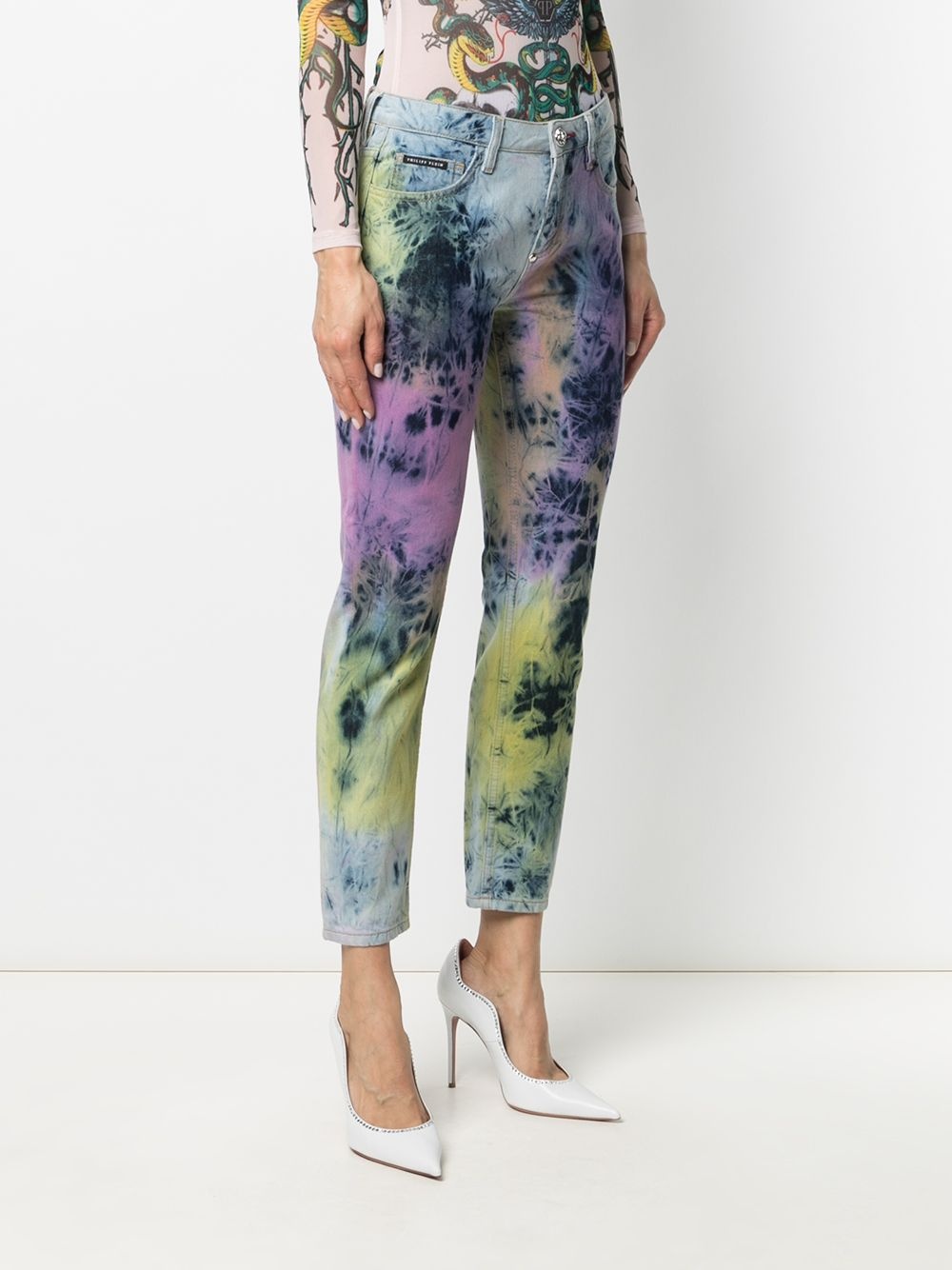 boyfriend fit bleached tie-dye jeans - 3