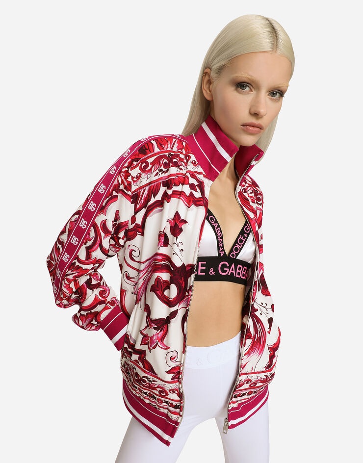 Zip-up cady sweatshirt with Majolica print - 4