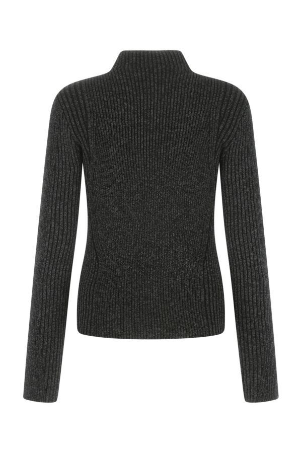 Melange black polyester blend sweater - 2