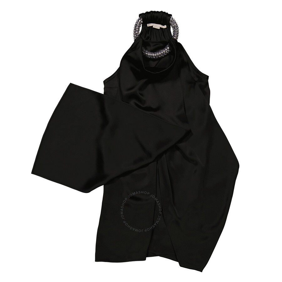 Stella Mccartney Black Crystal-Choker Detail Mini Dress - 7