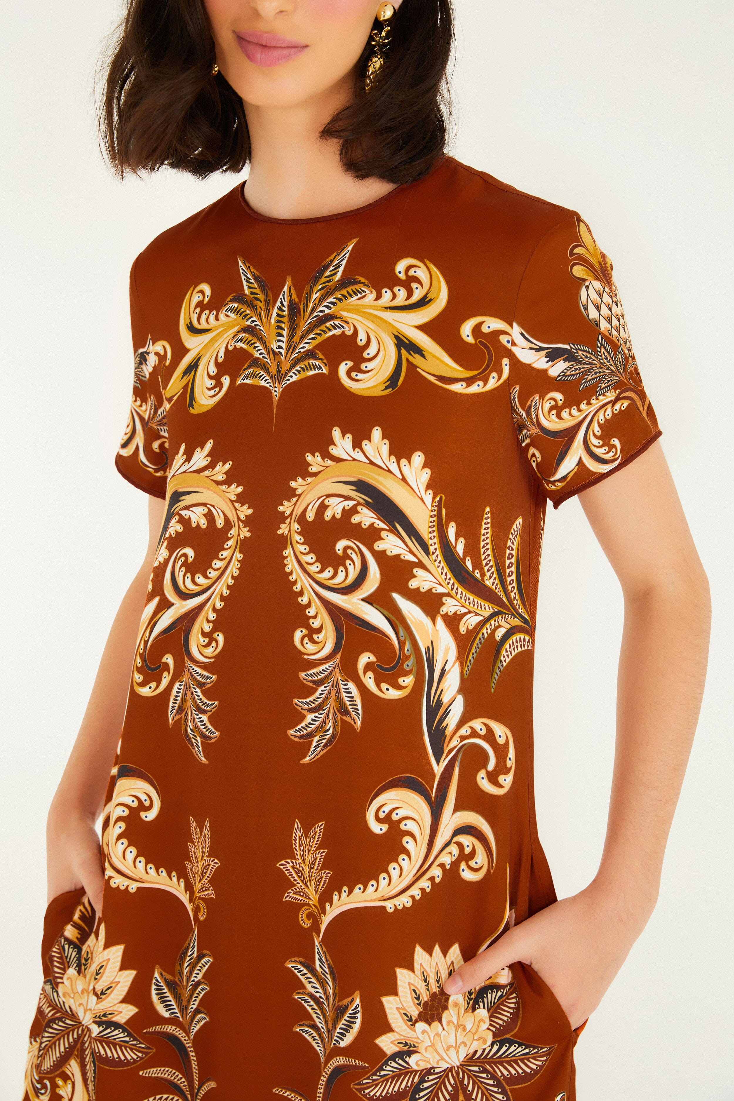 Orange Arabesque Paradise Lenzing™ Ecovero™ Viscose Maxi Dress - 3
