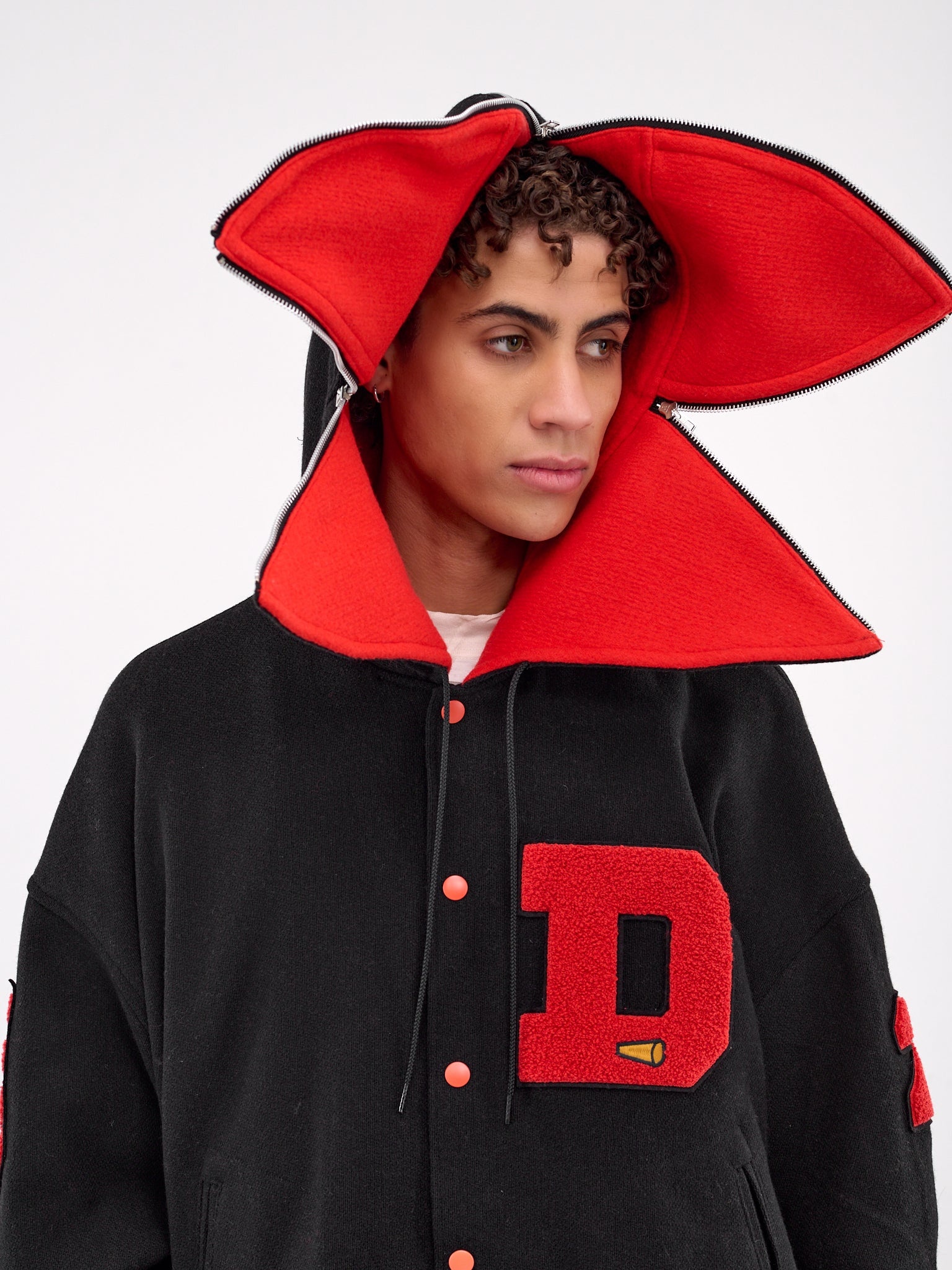 Petal Mouth Hooded Varsity Jacket - 4