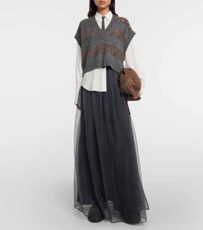 Brunello Cucinelli Pleated silk chiffon maxi skirt outlook