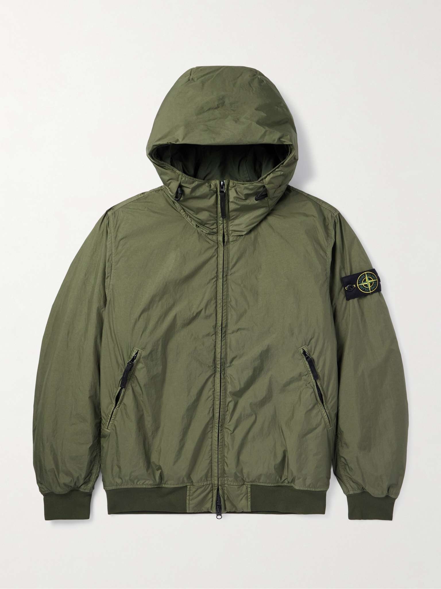 Logo-Appliquéd Garment-Dyed Crinkle Reps Nylon PrimaLoft® Hooded Jacket - 1