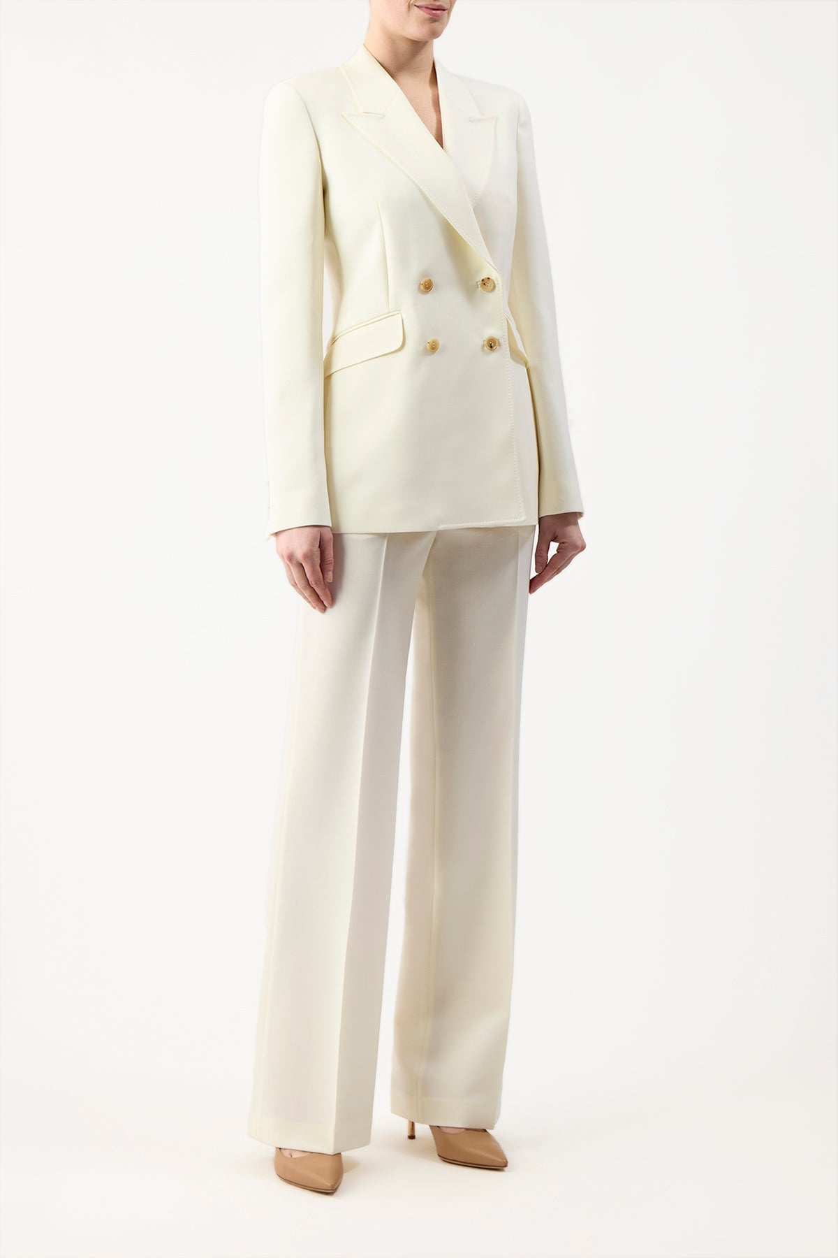 Vesta Pant in Ivory Wool - 3