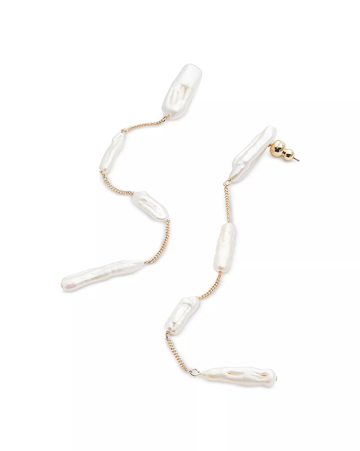 Alum Biwa Keshi Freshwater Pearl Linear Drop Earrings - 2