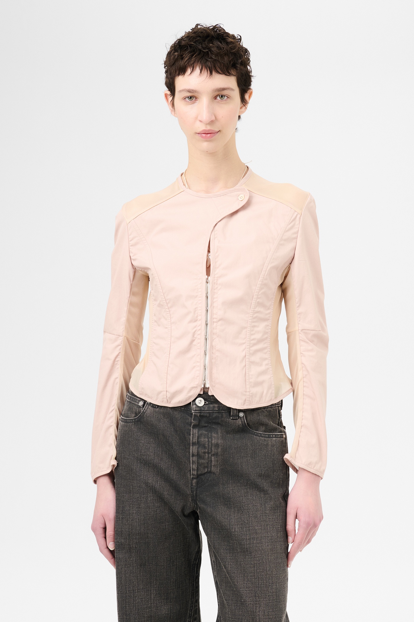 Corset Jacket Powder Rouge Sanded Poplin. - 3